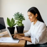 지속가능성 컨설턴트 자격 취득 방법 - **Prompt: Focused Professional Gaining Expertise**
    A bright, modern home office space in a Brazi...