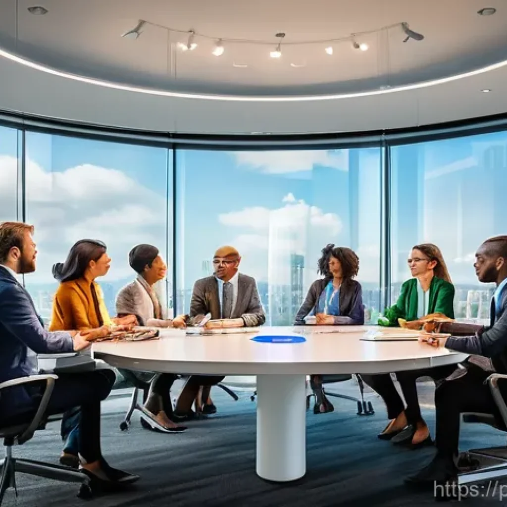 지속가능성 컨설팅 도구와 소프트웨어 - **Prompt:** A diverse team of business professionals, men and women of various ethnicities and ages,...