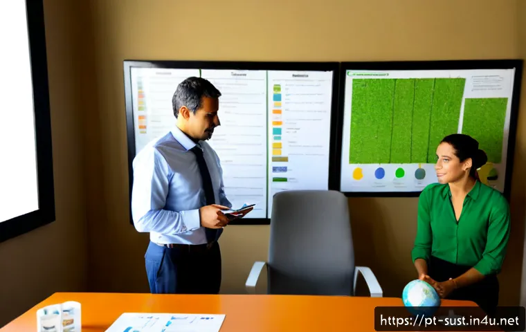지속가능성 컨설팅에서의 혁신 사례 - Photorealistic sustainability consulting workshop in a bright modern office in São Paulo, diverse Br...